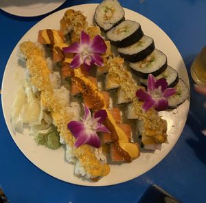 Tempura shrimp, red dragon, not sure what else 😬  at The Sushi Samurai - Queen Anne in Seattle