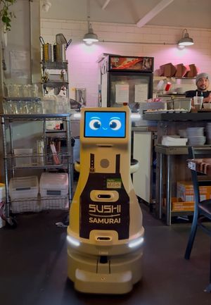 Mio, the courteous robot  at The Sushi Samurai - Queen Anne in Seattle