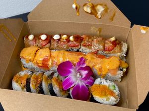 top to bottom: cupid, red dragon, ring of fire at The Sushi Samurai - Queen Anne in Seattle