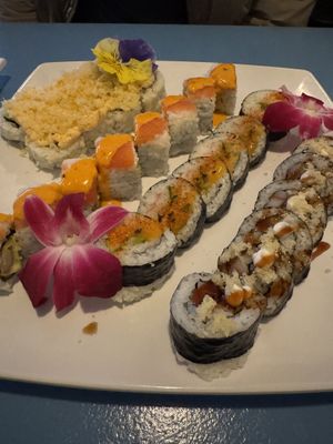 Samurai, Red Dragon, Ring of Fire, Orion (left to right)  at The Sushi Samurai - Queen Anne in Seattle