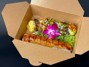 Mr. Krabs + dragon (takeout) at The Sushi Samurai - Queen Anne in Seattle