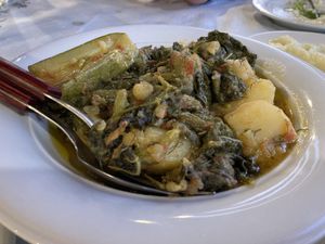 Vegan “zucchini tops and flowers"  at Karabópetra in Neo Itilo