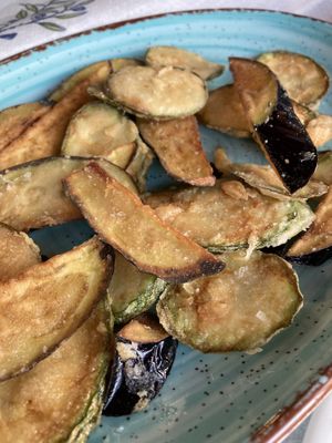 Some fried veggies  at Karabópetra in Neo Itilo