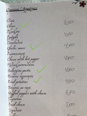 Menu - item ✔️ are vegan  at Karabópetra in Neo Itilo