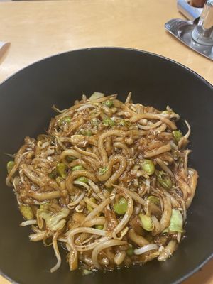 Udon noodles with edamame and teriyaki sauce   at Wok to Walk in Sofia