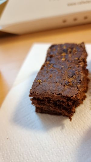 Half of a brownie at Konditor in South East London