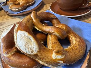 vegan pretzels  at Coffee & Panini in Ulm