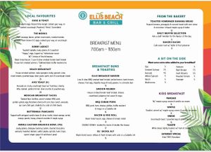 Breakfast Menu at Ellis Beach Bar & Grill in Ellis Beach