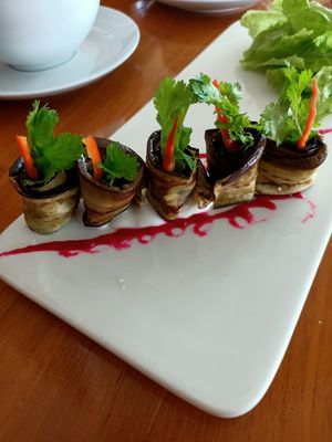 Eggplant cheese roll at Pyramids of Chi Cafe in Gianyar