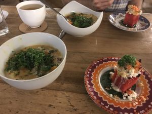 Full moon curry and watermelon splash from new moon ceremony  at Pyramids of Chi Cafe in Gianyar