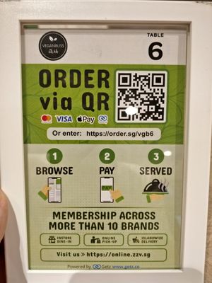 Browse and pay, and enjoy the food at VeganBliss 蔬福 in Central Singapore