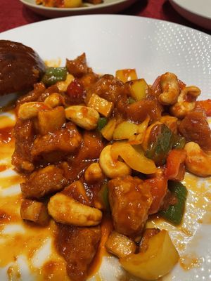 Cashew nuts soy meat stir fry   at vegan veggie joga - 嫦娥 in Tokyo