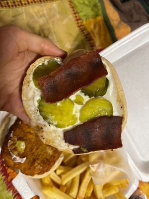 The tiny amount of additional vegan bacon that costs $1 at The Twisted Vegan in Tampa