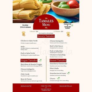 Available in-store from nov.-dec. or year round by pre-order (24 hours in advance)
 at La Hacienda in Oceanside