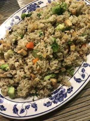 Veggie fried rice with tofu instead of egg  at Pho 21 Noodle- Grill and Vegan House in Canoga Park
