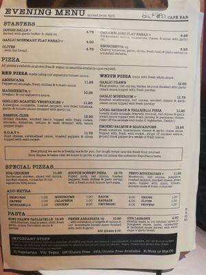 Evening menu at Grounded Redfield in Bristol