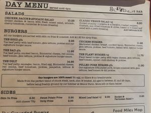 Day menu at Grounded Redfield in Bristol