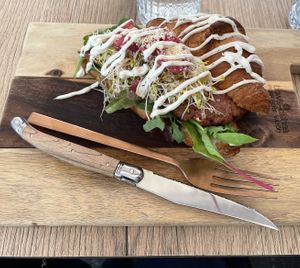 Truffle crosaint burger  at Copper Branch in Rotterdam