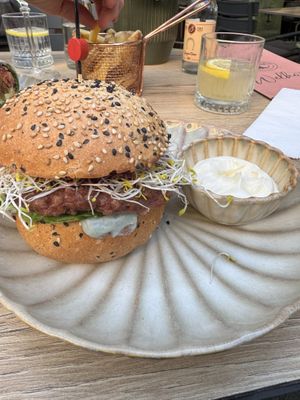 Blue cheese burger  at Copper Branch in Rotterdam
