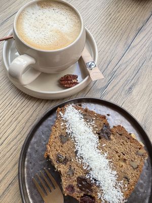 Banana bread & cappuccino   at Copper Branch in Rotterdam