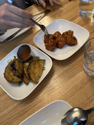 Crispy eggplant and towka appetizer   at Purple Patch in Washington