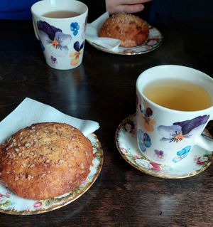 The cinnamon bun was freshly baked and tasted amazing! at Encanto - Art Cafe in Helsinki