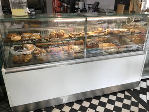 Cake counter with vegan options  at Café 1881 in Manchester