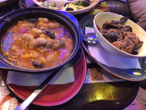 Beans and eggplant  at Tymi in Tirana