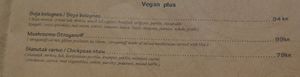 Menu vegan options! at Gourmet Bar Ginger in Dubrovnik
