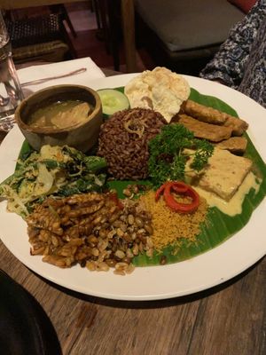 Vegan tofu, tempeh and rice dish at Lilla Warung in Denpasar