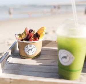 Cold pressed juices   at The Happy Turtle Cafe in Caloundra