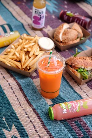 Crispy Coated Hot Chips w herb & spice salt and vegan aioli   at The Happy Turtle Cafe in Caloundra