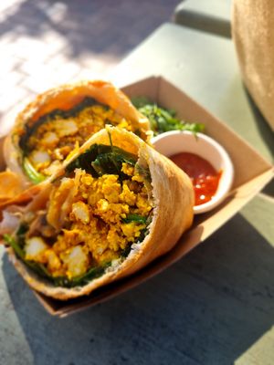 Vegan brekky wrap - delicious! at The Happy Turtle Cafe in Caloundra