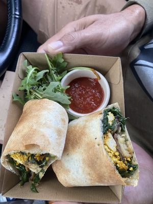 Vegan brekky wrap  at The Happy Turtle Cafe in Caloundra