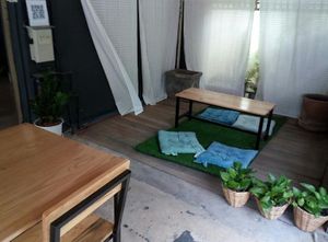 Floor seating corner at Vegan Meals in Chiang Mai