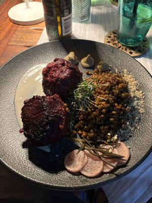 Beetroot steak with lentils   at Capo Fronte in Rab