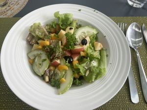 Lekker Garden salad with fruit and cucumbers    at Lekker Garden in Panglao