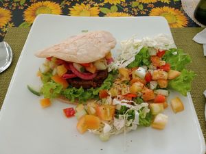 Falafel sandwich and salad at Lekker Garden in Panglao