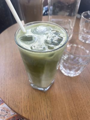 Iced matcha latte with coconut milk   at Season - Amelot in Paris