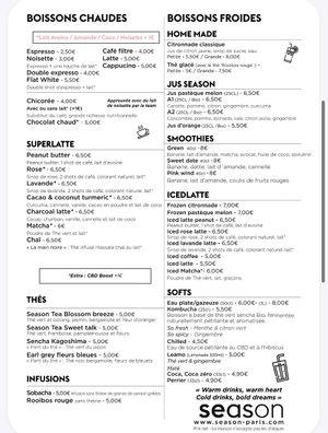 Menu  at Season - Amelot in Paris