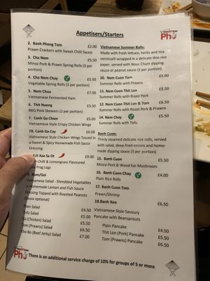 Menu  at I Am Pho in Manchester