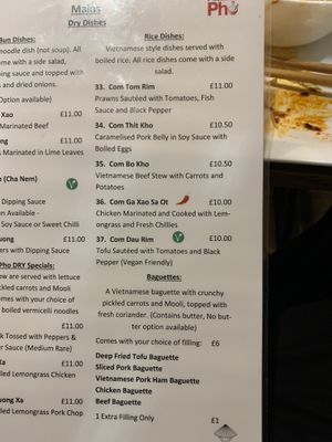 Menu  at I Am Pho in Manchester