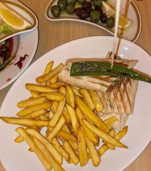 Falafel wrap with chips   at Lona Grill House & Juice Bar in Bristol