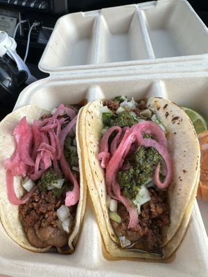 Vegan chorizo taco  at Dirty Taco + Tequila in Patchogue