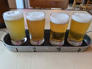 my taster flight at Brasseur Local in Quebec