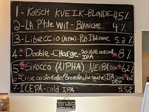 On-tap beer list at Brasseur Local in Quebec