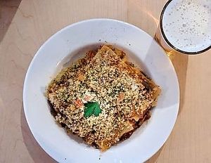 Lasagna at Brasseur Local in Quebec