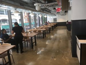Inside seating at Whole Foods Market in New York City