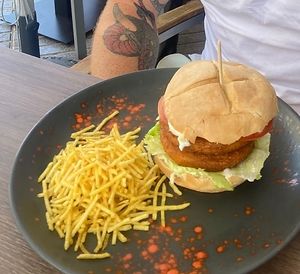 Double crispy burger  at 11:11 Bistro Bar Healthy Food in Gran Canaria