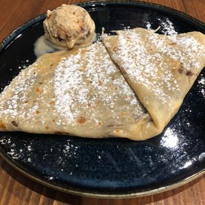 Crêpe with salted caramel ice cream   at 11:11 Bistro Bar Healthy Food in Gran Canaria